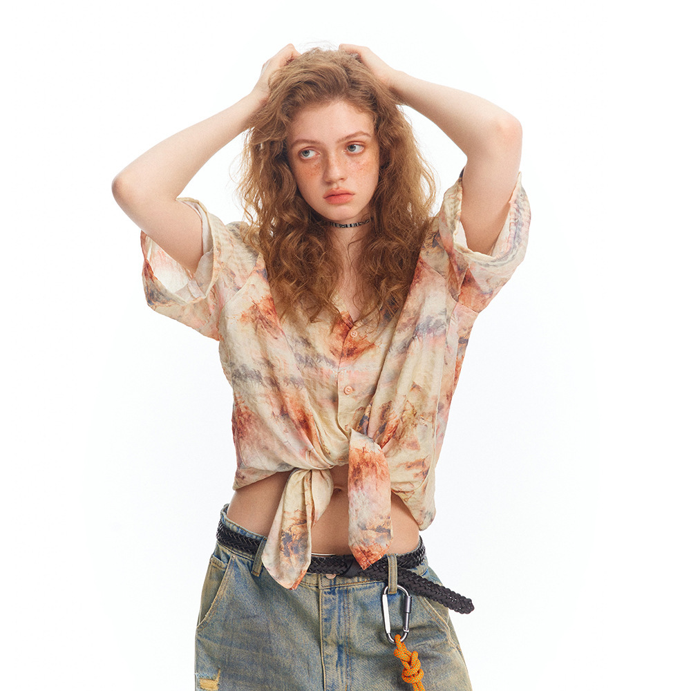 Tie-dyed Short-sleeved Shirt For Men And Women