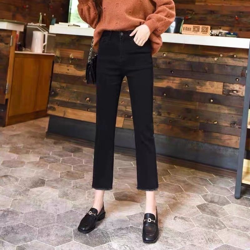 High Waist Slimming Cropped Spring And Autumn Straight Jeans