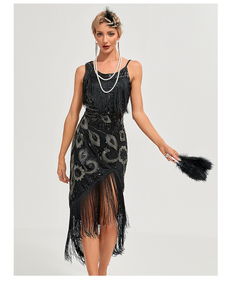 Women’s Retro Tassel Polyester Fiber Dress