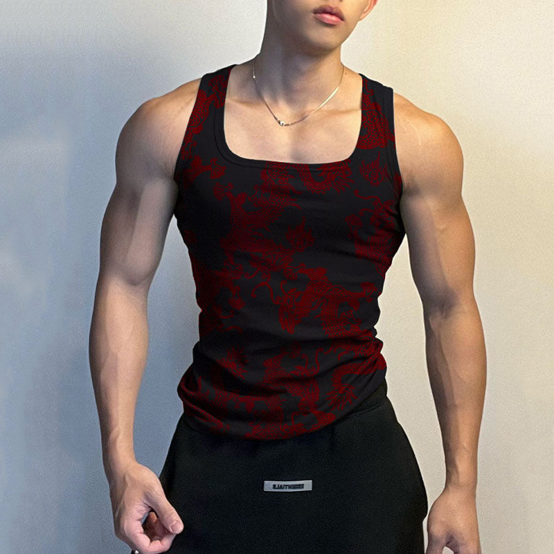 Cross-border Chinese-style Stretch Slim Men’s Street Sports Personalized Vest