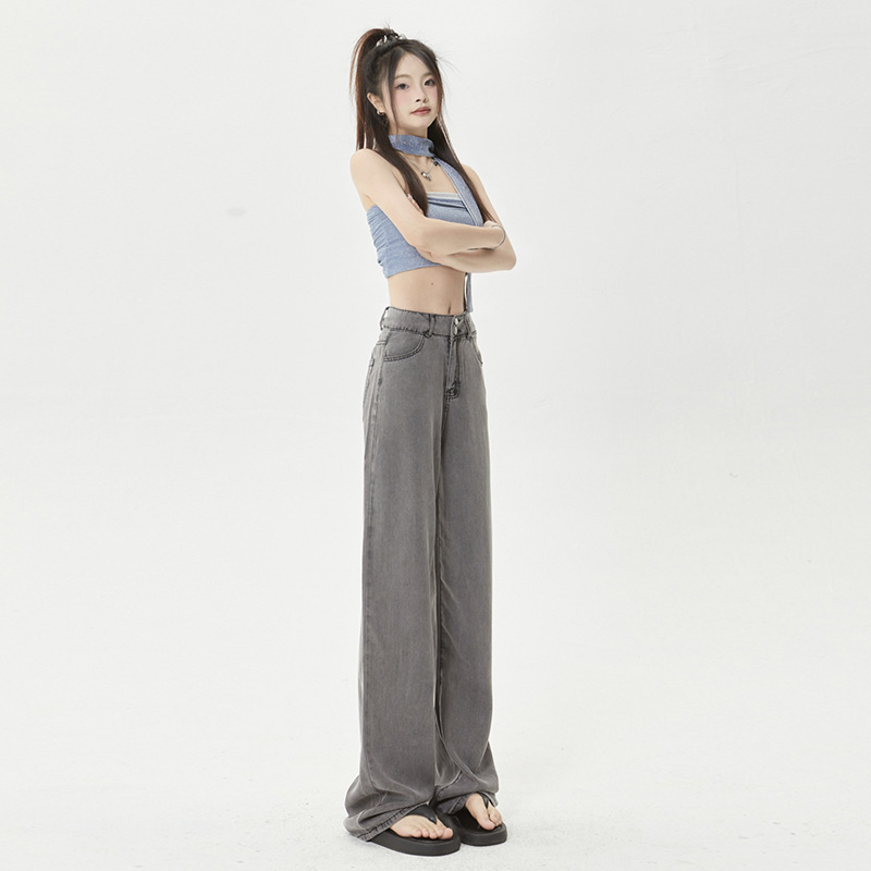 Ice Silk Thin Jeans Women’s Comfortable Wide-leg Pants