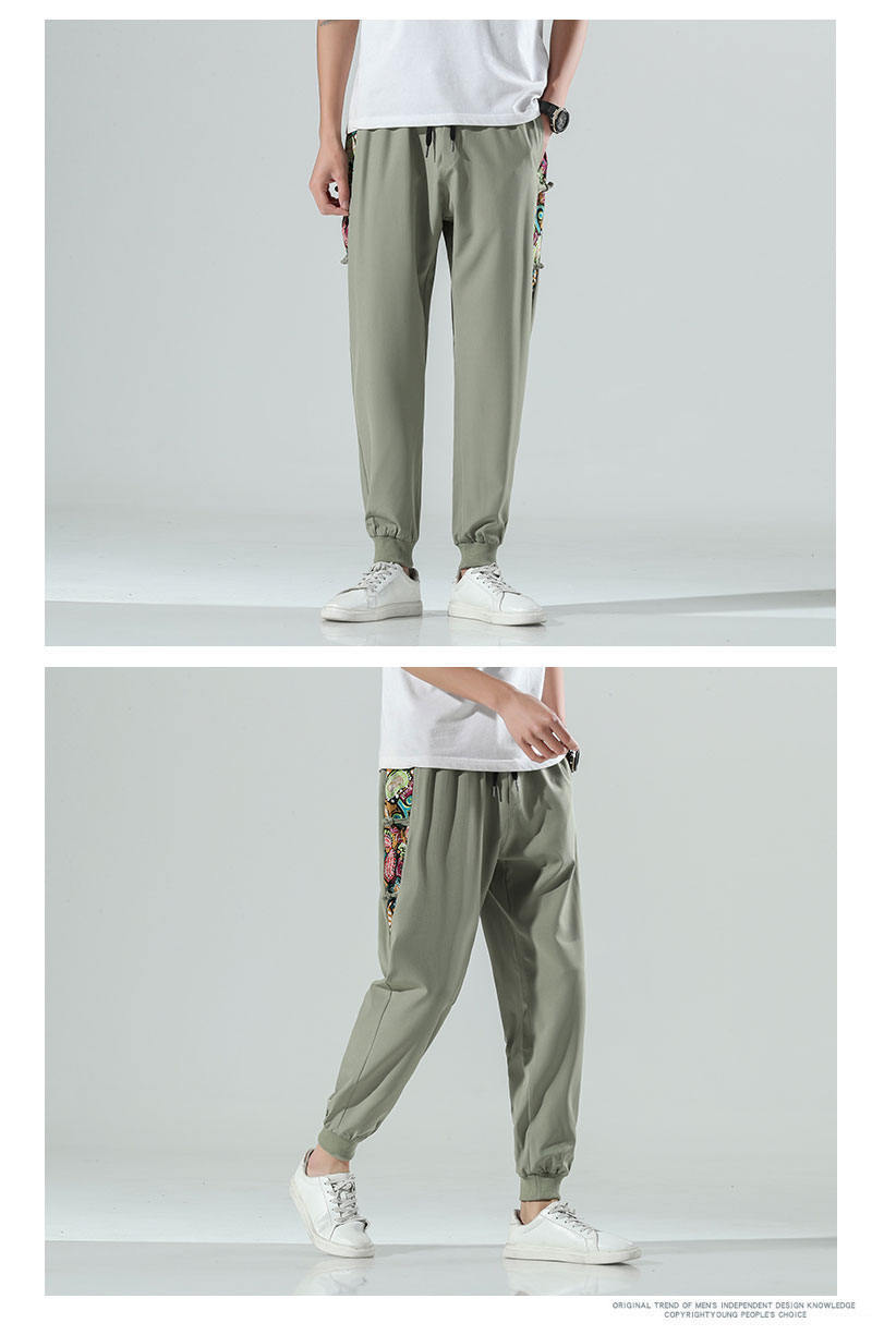 Plus Size Cropped Pants Chinese Style Men’s Trendy Casual Pants