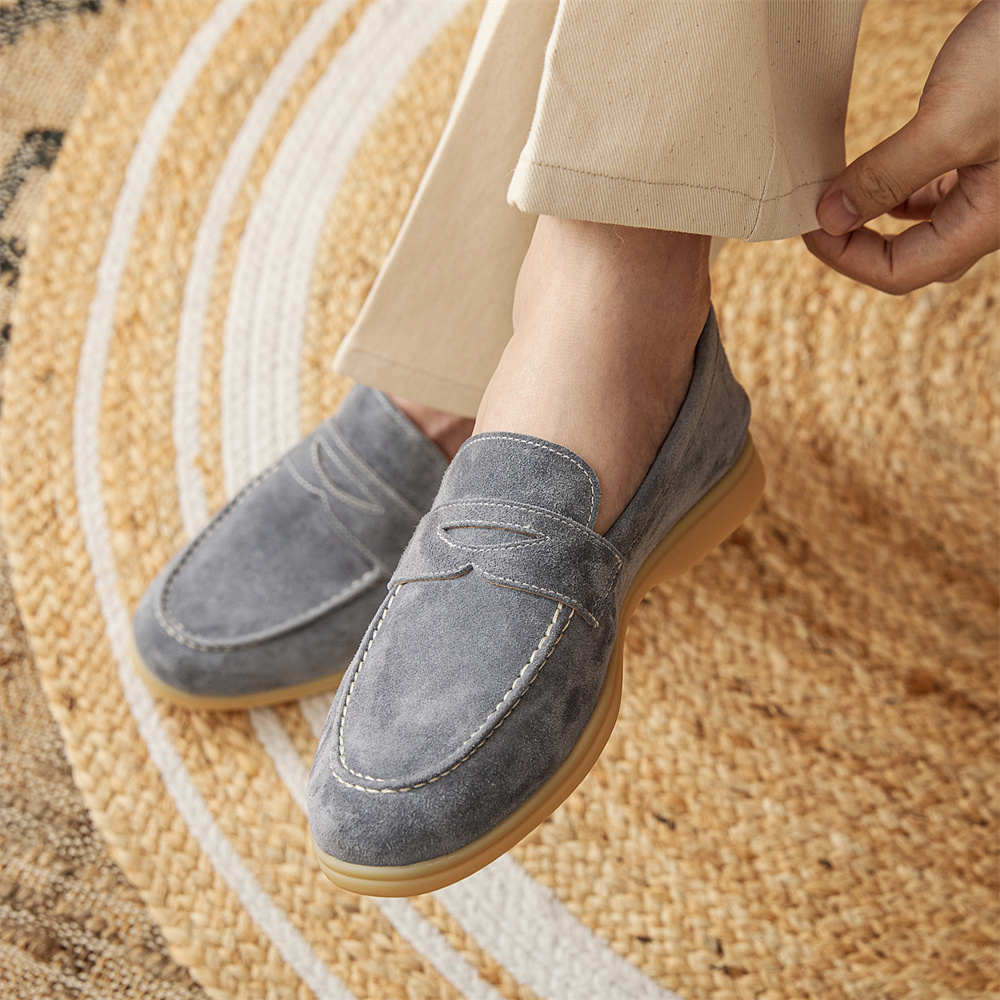 Men’s Loafers With Round Toe Suede Slip-ons