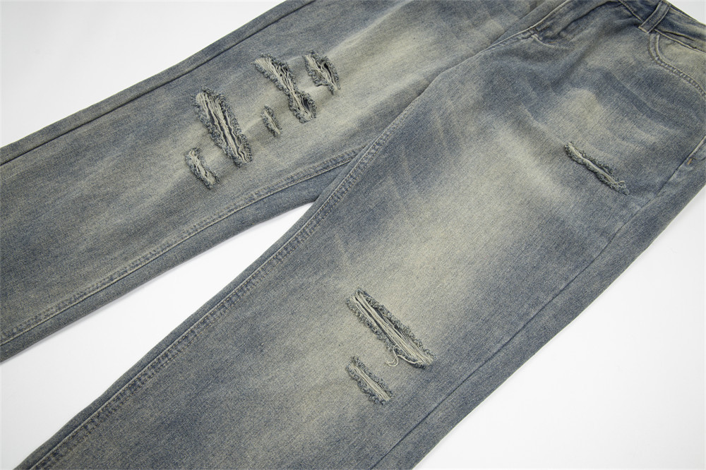 Heavy Industry Ripped Burr Denim Trousers Men