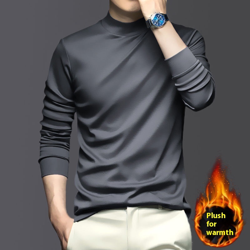 Warm Mercerized Cotton Men’s Half-high Collar Bottoming Shirt