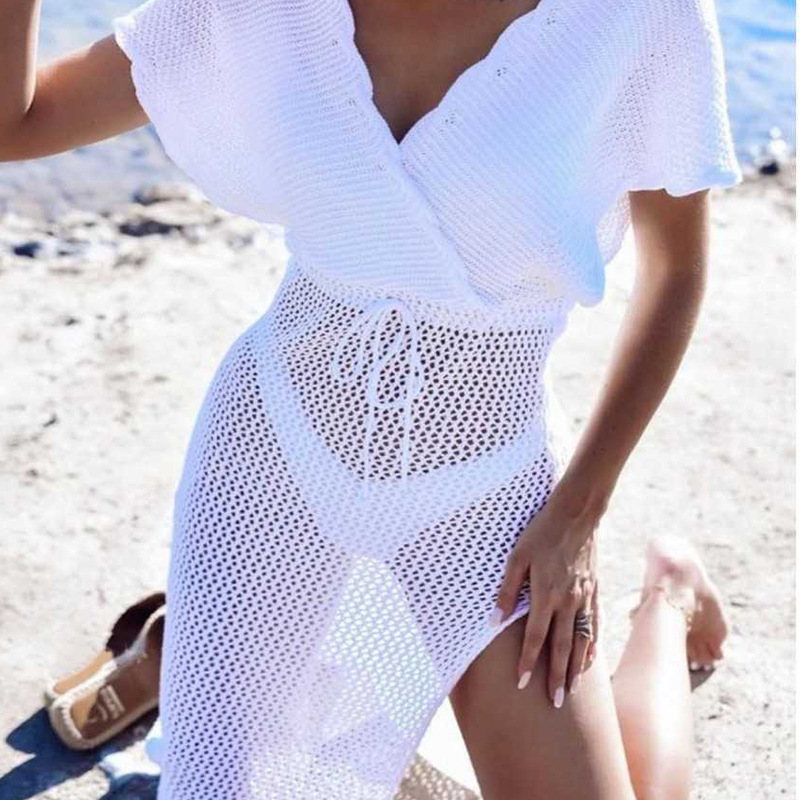 Beach Cover-up Women’s Seaside Holiday Hollow Sun Protection Dress