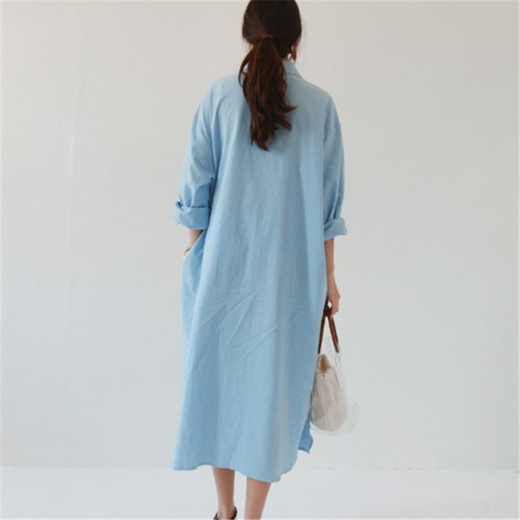 Loose Long Sleeve Cardigan Cotton And Linen Shirt Skirt