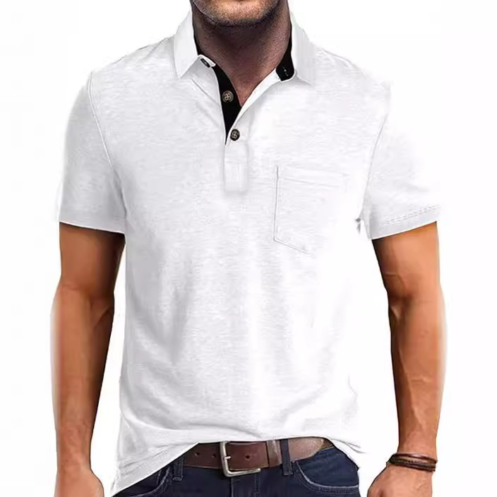 Summer Men’s Clothing Short Sleeve Lapel T-shirt