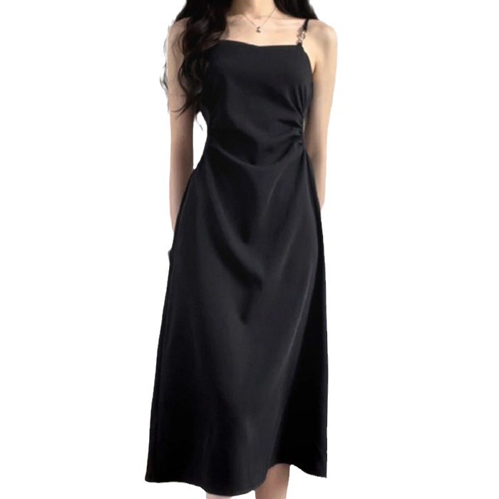 Black Camisole Dress Waist Slimming High-grade