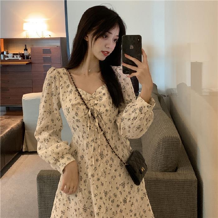 Long Sleeve Floral Dress Women