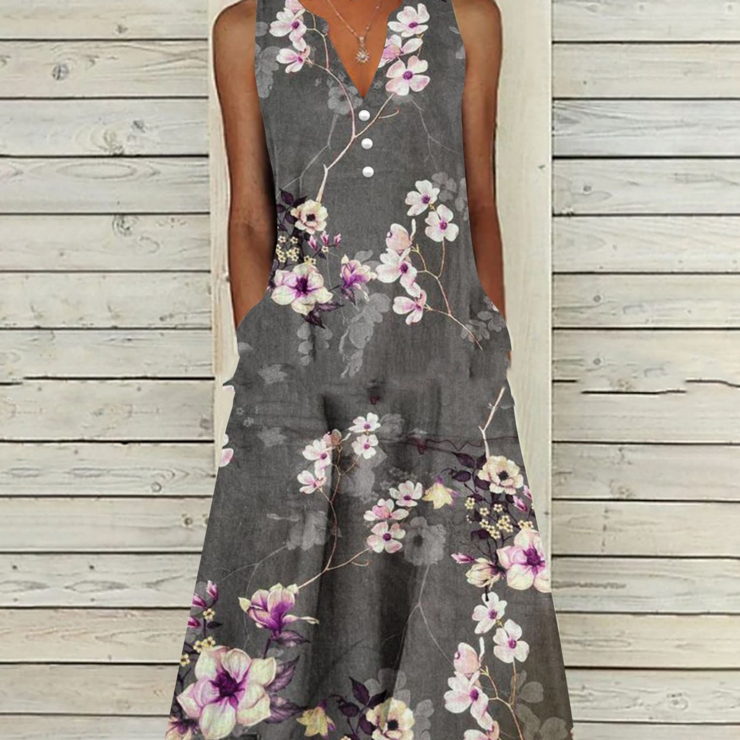 Women’s Sleeveless Printed Long Dress