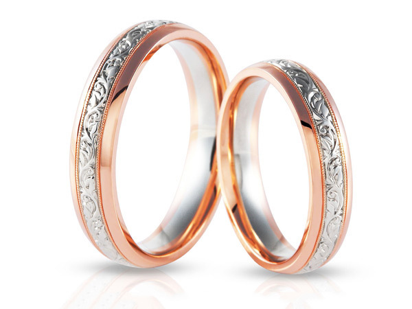 New Rose Flower Couple Ring European And American Rose Gold Plated Two-color Men’s And Women’s Wedding Ring