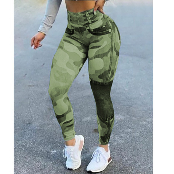 Women’s Quick-drying Skinny Running Imitation Denim Yoga Pants