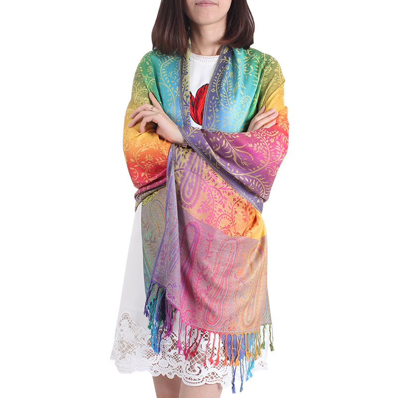 Tassel Jacquard Cotton Linen Large Scarf Air Conditioning Shawl