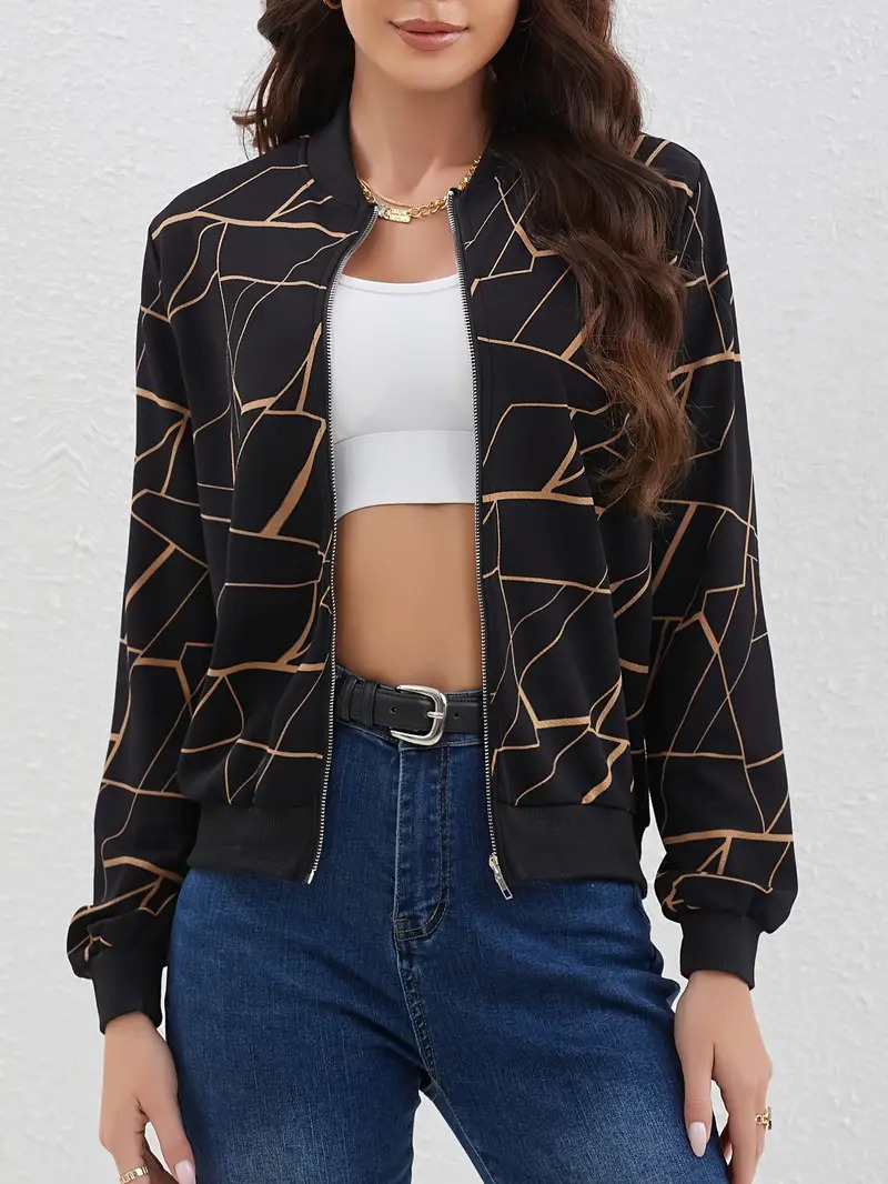 Loose Casual Thin Workwear Line Printed Jacket Top