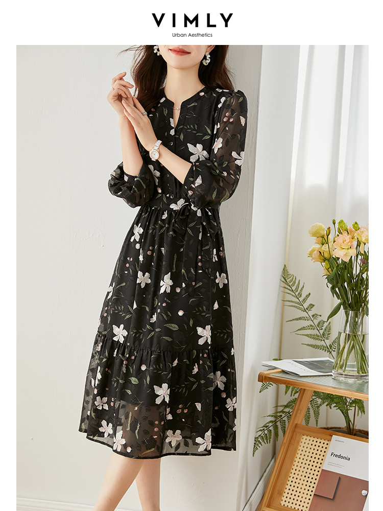 French Chiffon Floral Dress