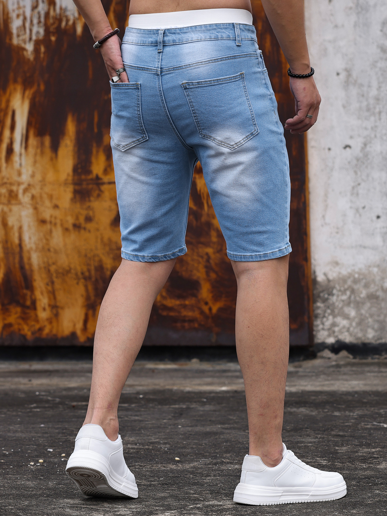 Men’s Three-color Stretch Tight Denim Shorts