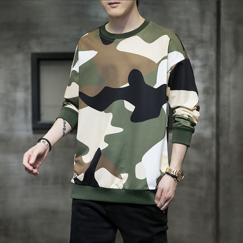 Fall Men’s Clothing Camouflage Pullover Sweater