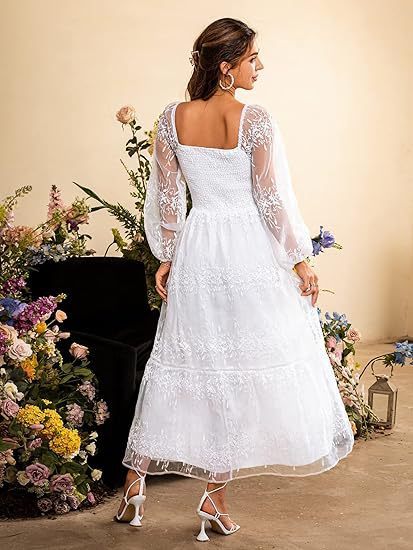 V-neck Embroidery Lace Dress