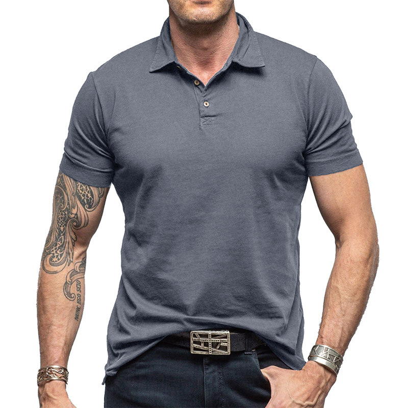 Men’s Solid Color Short-sleeved Polo Shirt Top