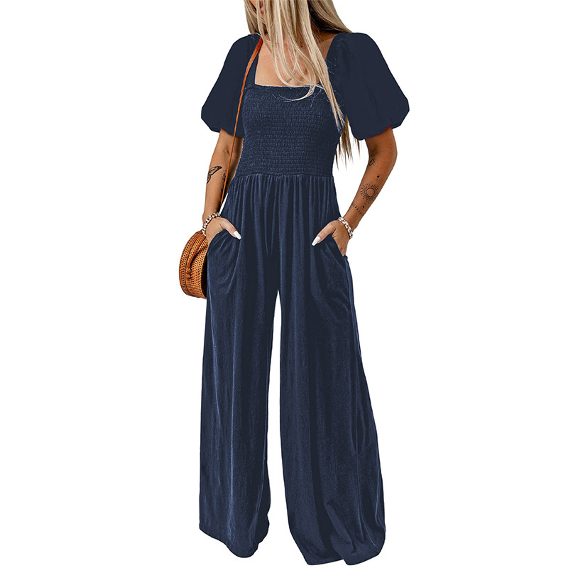 Women’s Square Collar Short Sleeve Jumpsuit