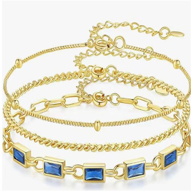 Women’s Brass Plated Stacked Three-layer Color Bracelet