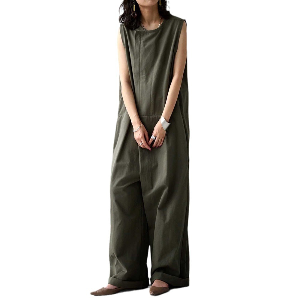 Temperament Pure Color Sleeveless Jumpsuit For Women