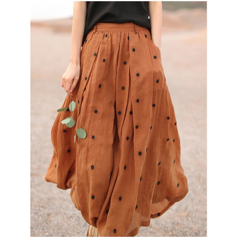 Women’s Embroidered Polka Dot Double-layer Chiffon Skirt