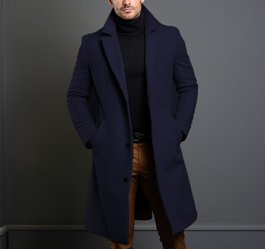 Woolen Men’s Mid-length Trench Coat