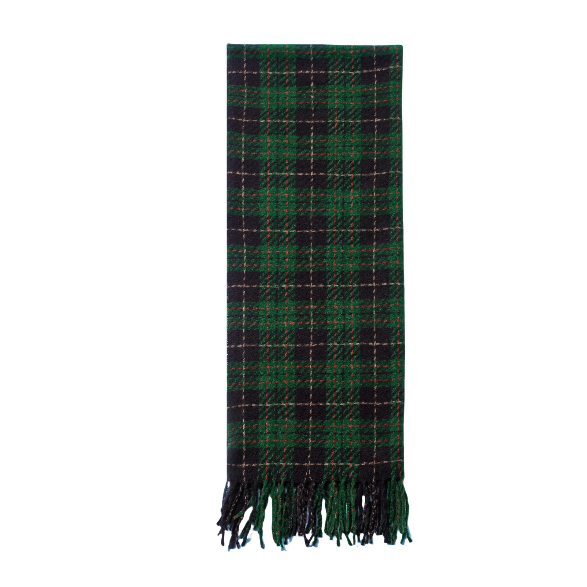 European And American Green Tassel Plaid Scarf Shawl