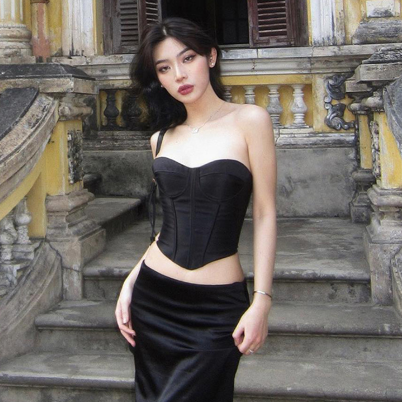 European And American Style Summer Satin Tube Top Top For Women