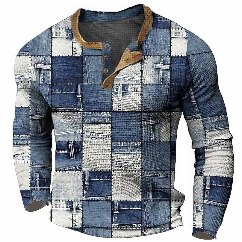 Men’s Sweater 3d Head Print Three-button