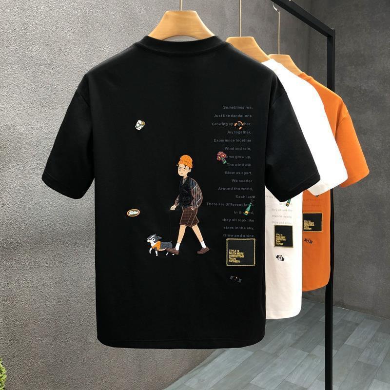 Cartoon Printed Short-sleeved T-shirt Men’s Clothes Men’s Loose T-shirt