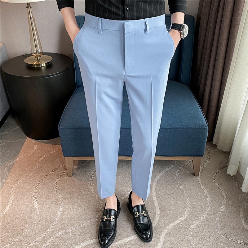 Men’s Springsummer Draping Solid Color Casual Suit Pants Stretch Comfortable Suit Pants Trousers