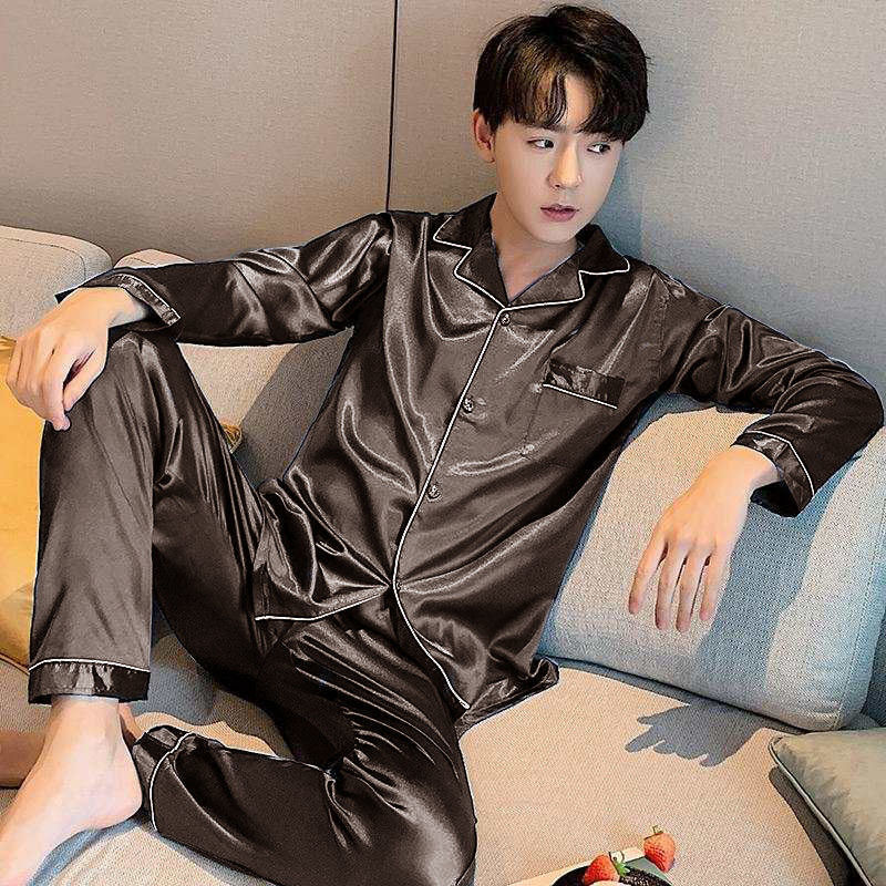 Men’s Fashion Large Size Silk Pajamas Suit