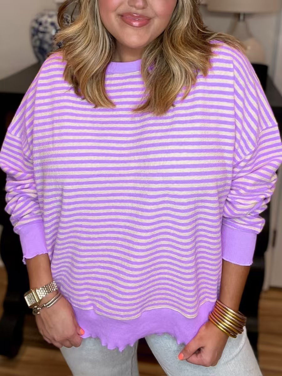 Women’s Loose Striped Sweatshirt Long Sleeve