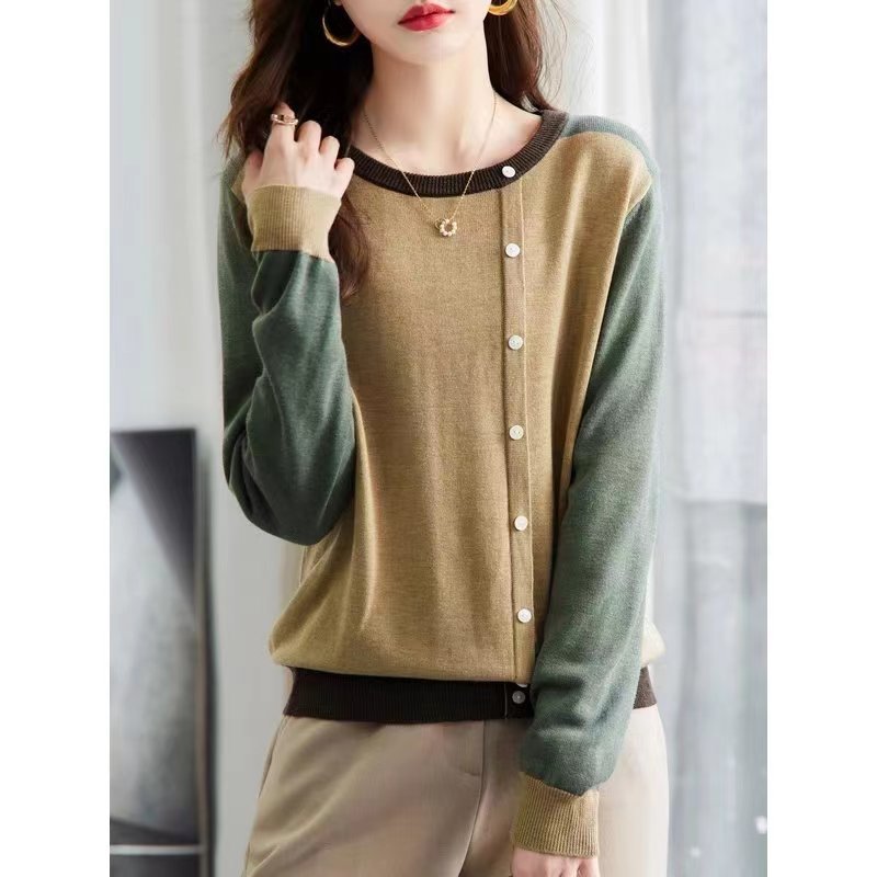 Women’s Round Neck Slimming Knitted Bottoming Shirt