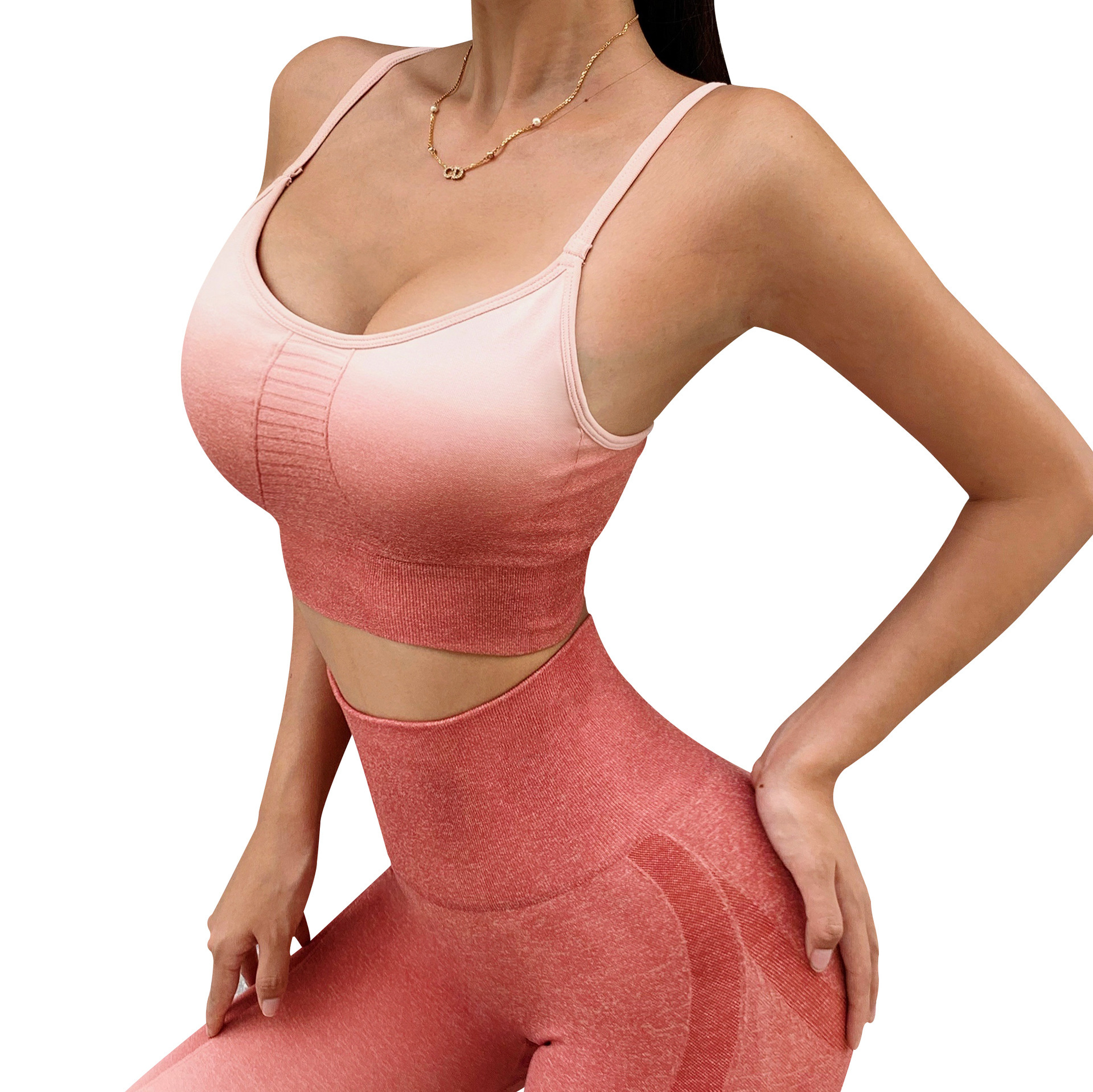 High Elastic Sexy Sports Underwear Women’s Wireless Beauty Back Hollow Out Gradient Color