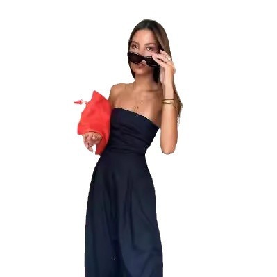 Women’s Wear Slim-fit Wrapping Towel-style Long Jumpsuit