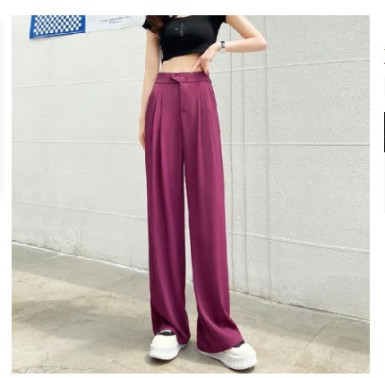 Suit Wide-leg Pants Women’s High Waist Baggy Straight Trousers