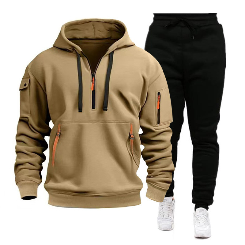 Men’s Multi-pocket Zipper Hooded Sweatshirt Sportswear