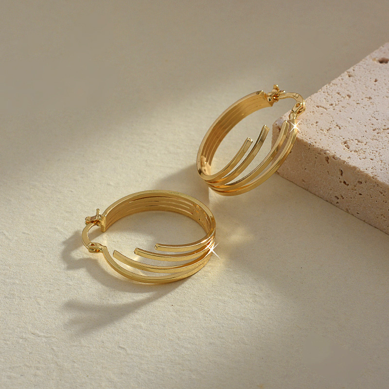 Non-fading Gold-plated Multi-layer Circle Wing Earrings