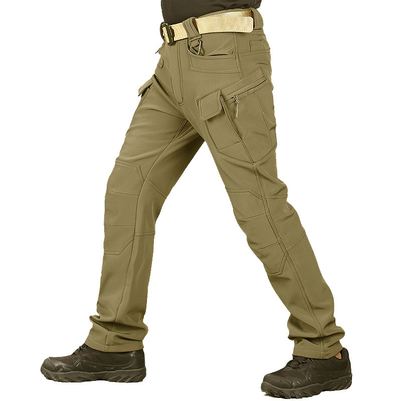 Outdoor Soft Shell Tactical Pants Men’s Ski Multi-bag Fleece Wear-resistant