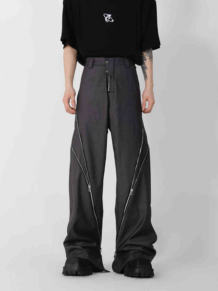 Niche Structure Design Zipper Split Pants