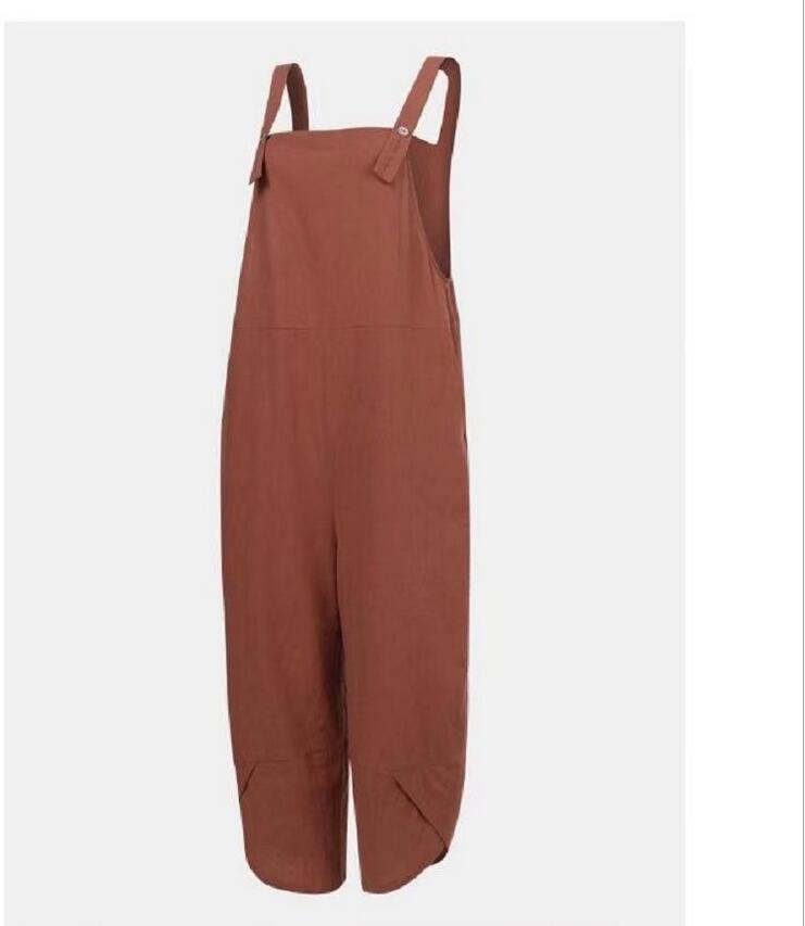 Women’s Jumpsuits With Pockets Solid Color Casual Cropped Overalls Long Pant Romper