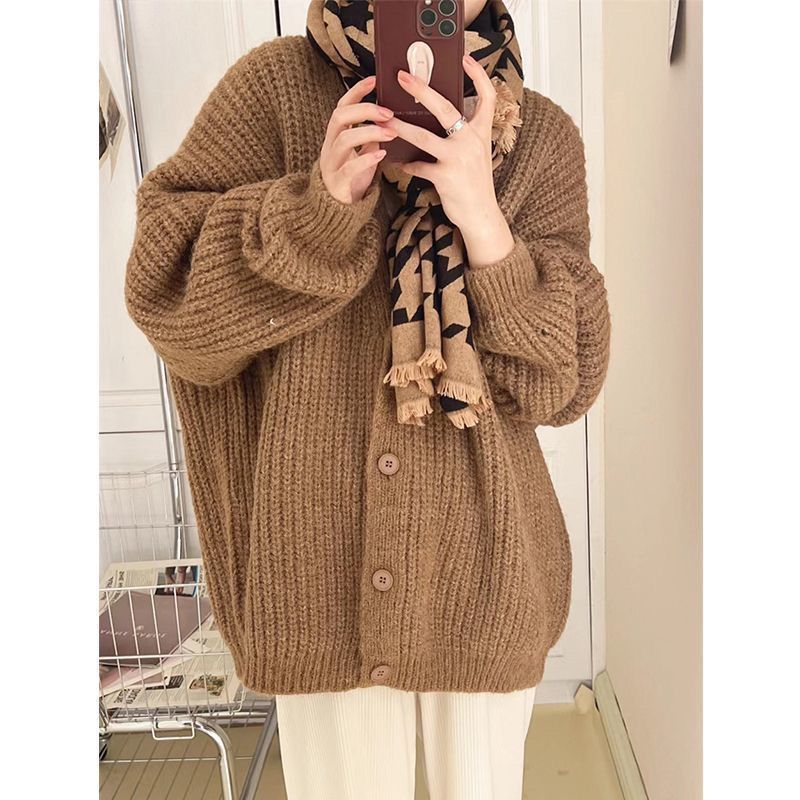 Idle Style Knitted Cardigan Sweater For Women Autumn And Winter