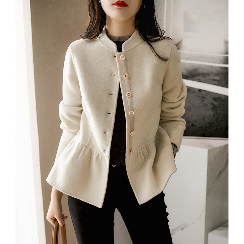 Handmade Double-faced Woolen Goods Wool-like Cashmere Short Coat For Women