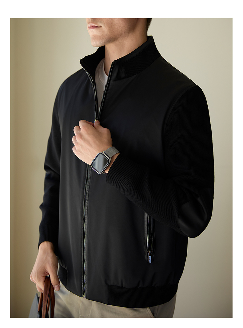 Stand Collar Stitching Quilted Leisure Warm Jacket Men’s Coat