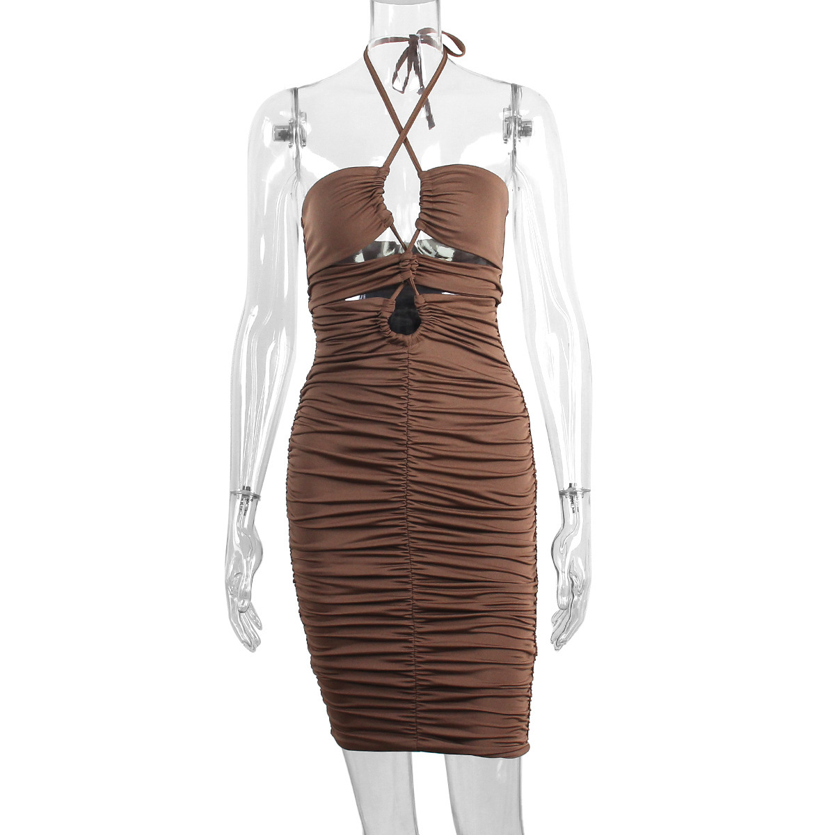 Lace-up Women’s Midi One-step Skirt Backless Pleated Cross Dress