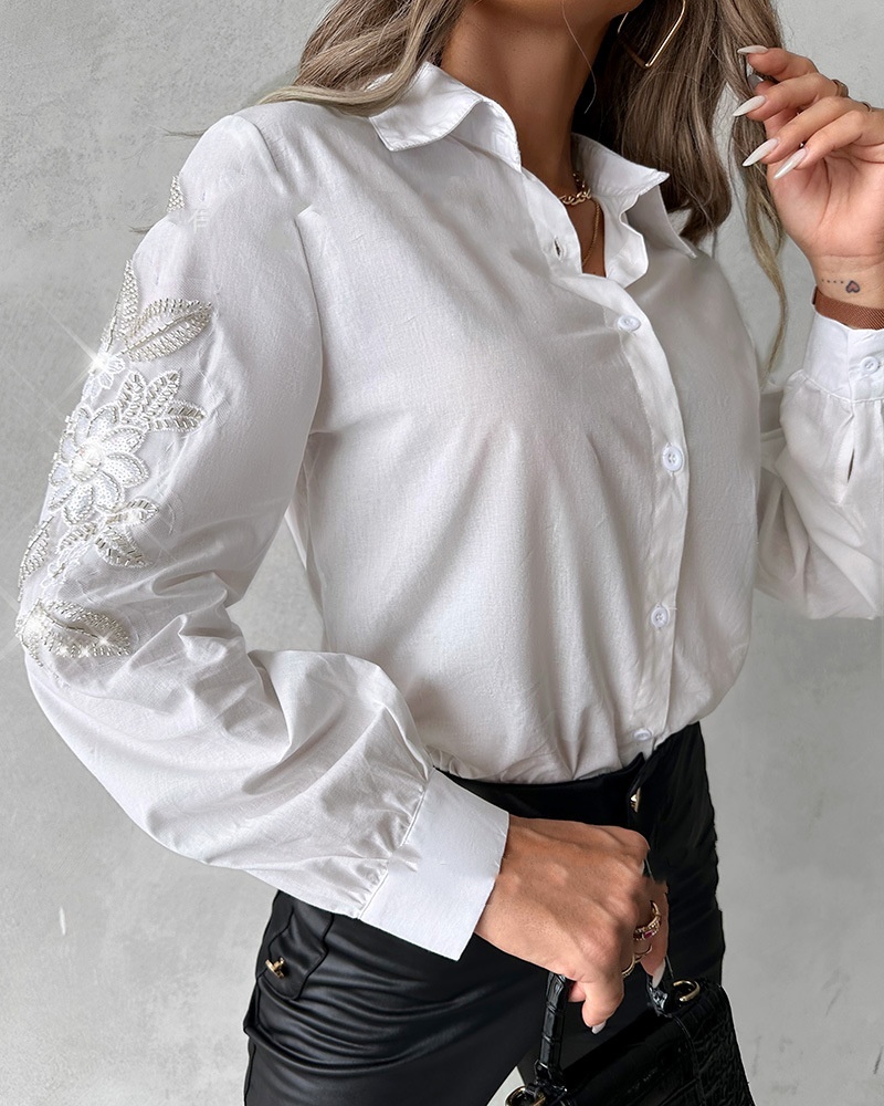 European And American Women’s Clothing Sweet Embroidery Decorative Top